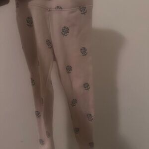 Zara Kids Cream Leggings with Floral Design